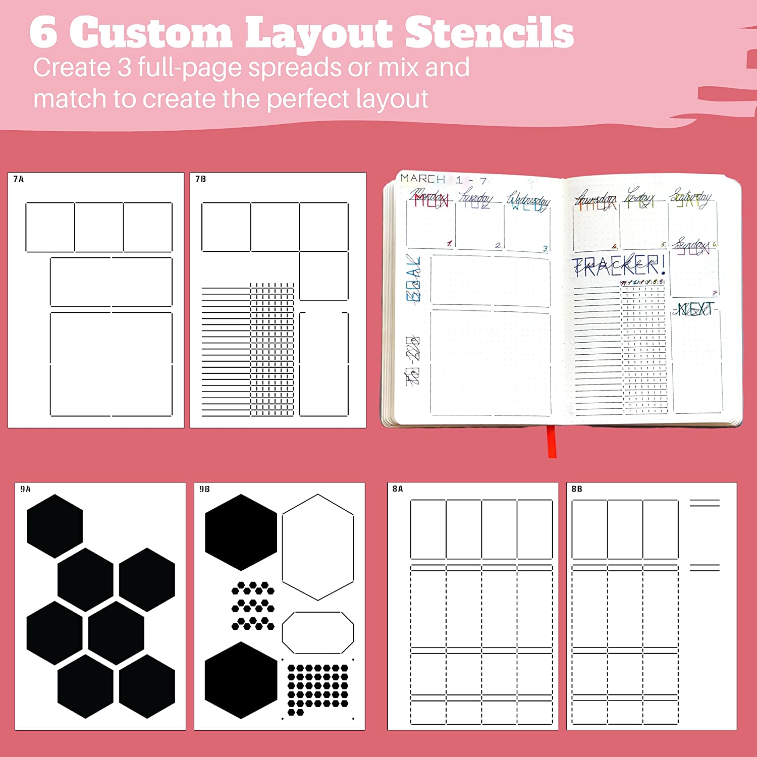 Notebook Dotted A5 - 6 حزمة قابلة لإعادة الاستخدام البلاستيك