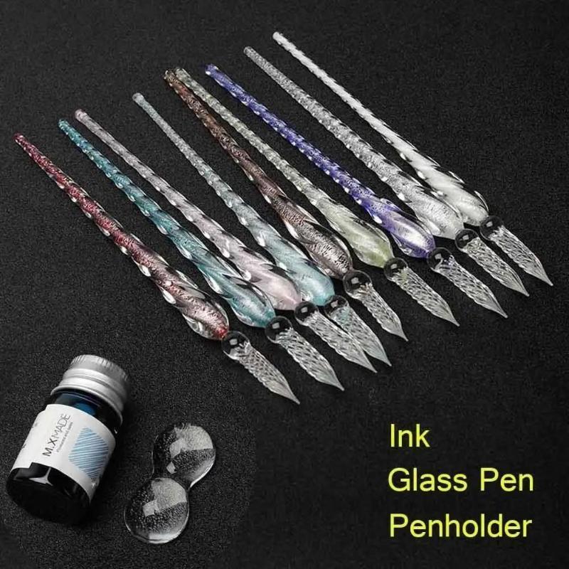 Fountain Pen Ink - مجموعة أقلام زجاجية كريستالية ملونة مع