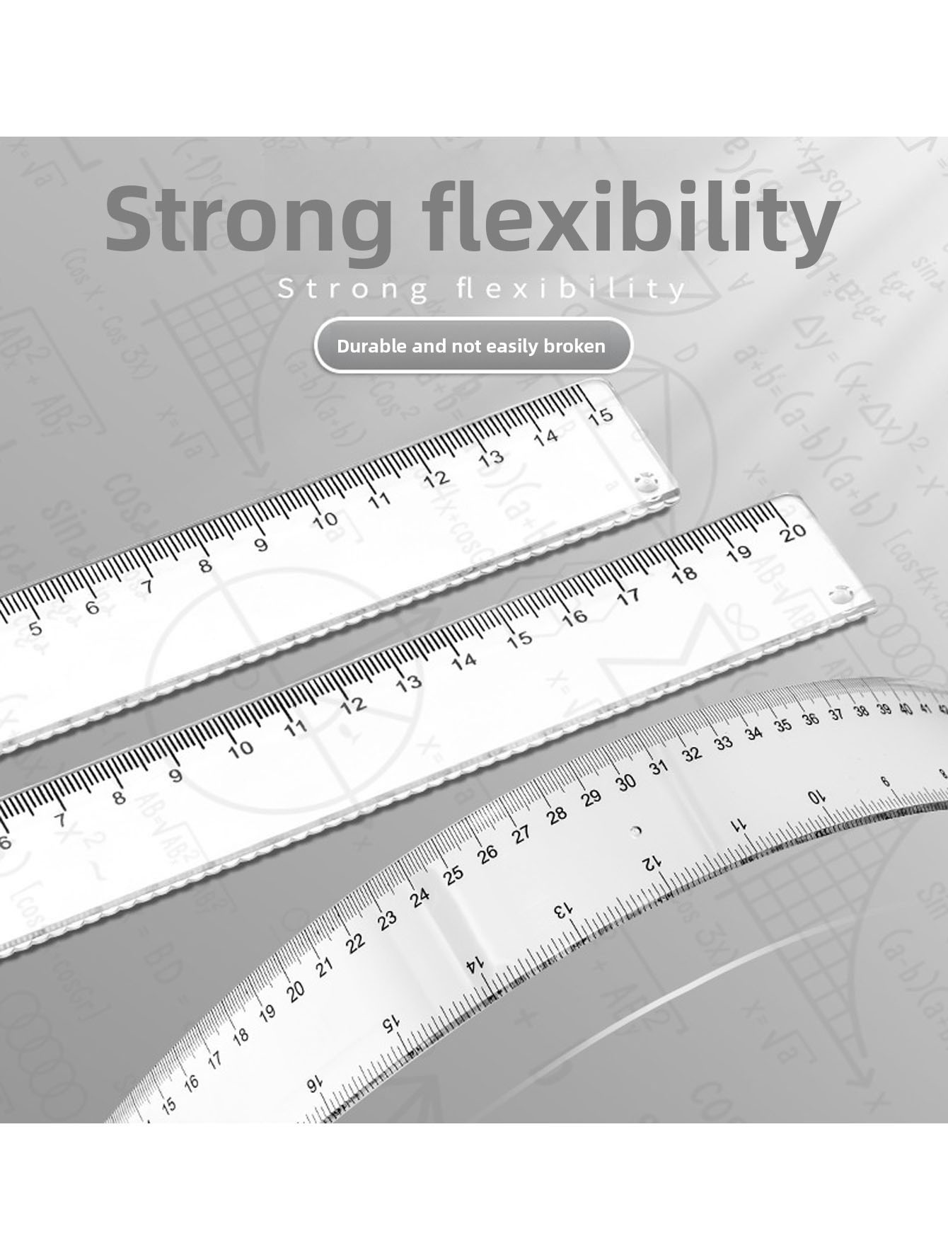 Ruler Set Transparent - مسطرة بلاستيكية شفافة لأدوات الرسم الهندسي،