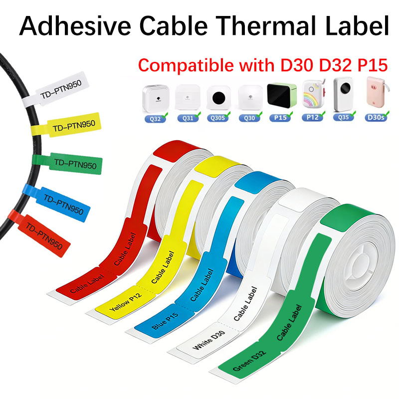 Label Printer Tape - ملصقات حرارية للكابلات 12*109 ملم، شريط