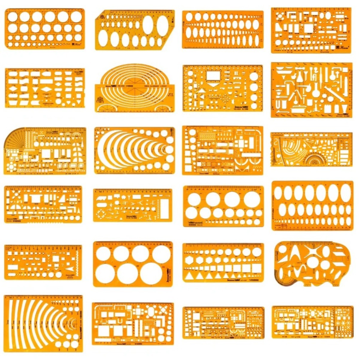 Ruler Set Transparent - مجموعة قوالب رسم هندسية مع مسطرة