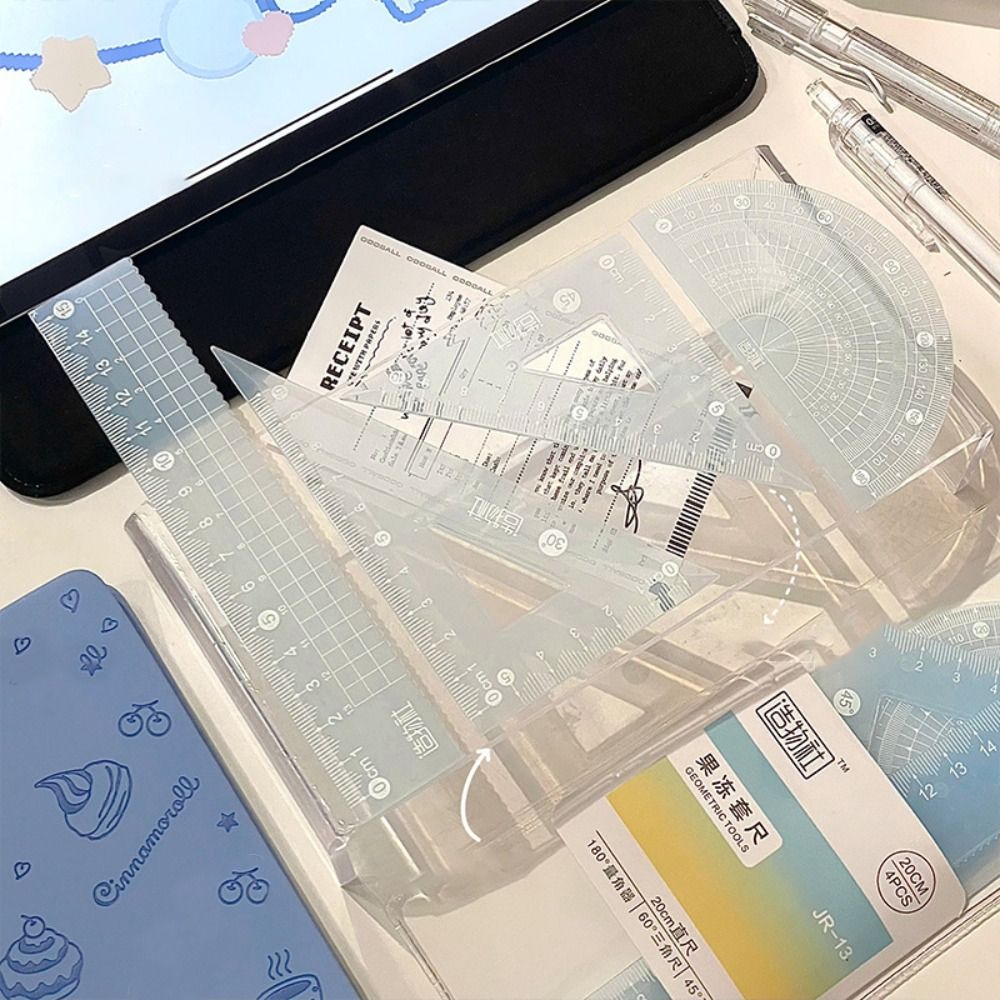 Ruler Set Transparent - 4 قطعة/المجموعة متعددة الوظائف 15/20 سنتيمتر
