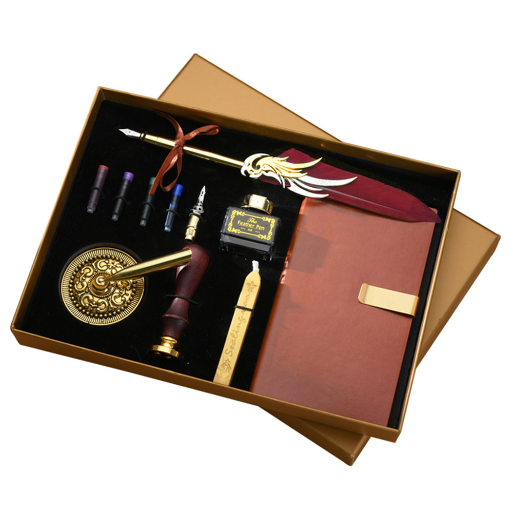 Fountain Pen Ink - طقم قلم ريشة وحبر بتصميم عتيق،
