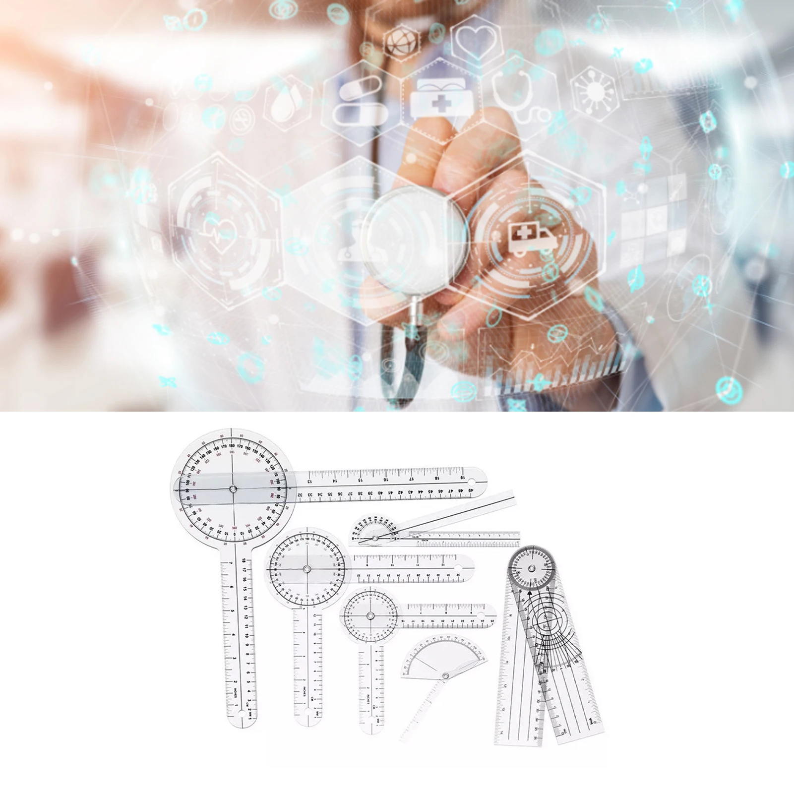 6 قطعة مجموعة مقياس الزوايا ال - مراجعة Ruler Set Transparent وسعره