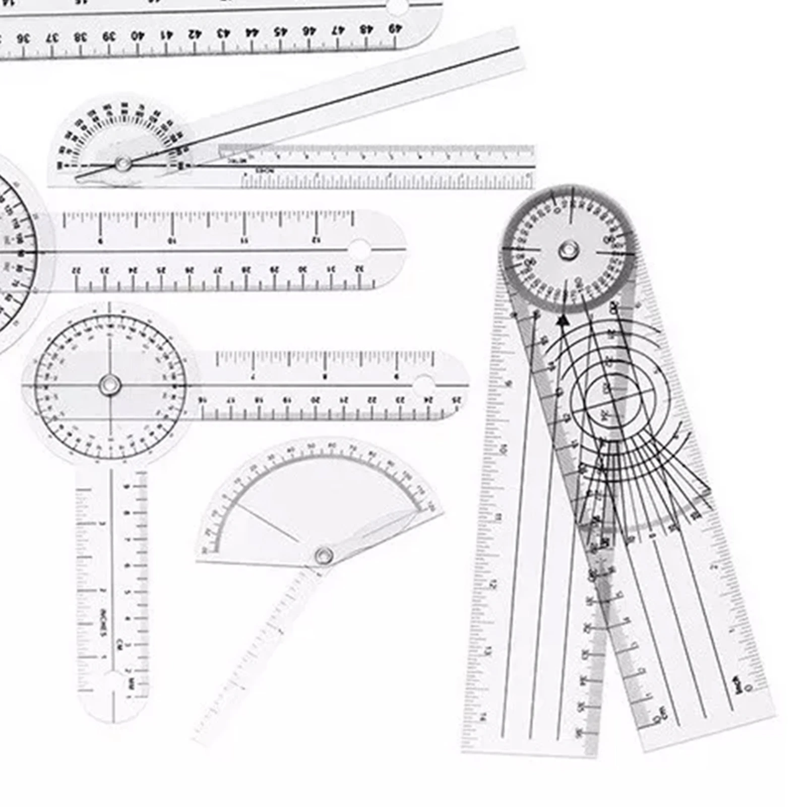 6 قطعة مجموعة مقياس الزوايا ال - مراجعة Ruler Set Transparent وسعره
